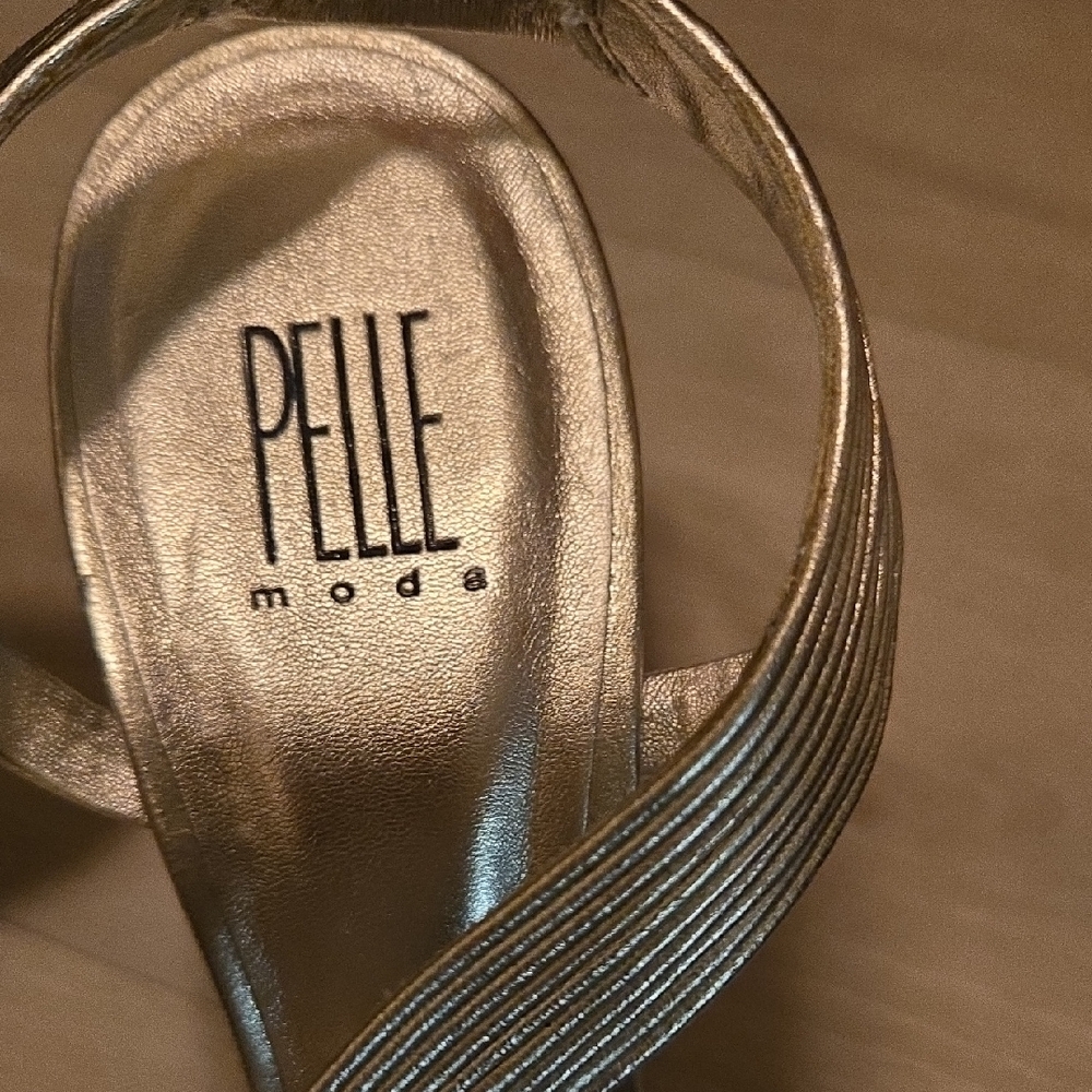 Pelle Moda Metallic Gold Strappy Heels - Picture 3 of 6